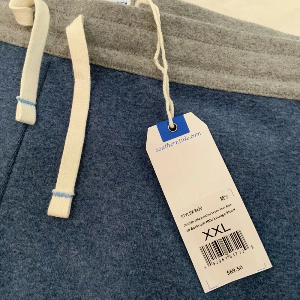Southern Tide Sweatshorts Backrush Heather Lounge Shorts Blue XXL Pockets New